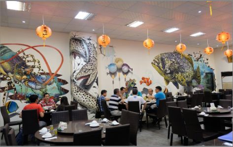 阳新海鲜餐厅墙体彩绘
